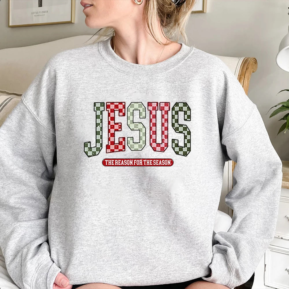 Jesus The Reason for The Season Sweatshirt Faith Christmas Tree Shirt Merry and Bright Sweater Unisex Bible Verse Sweatshirts