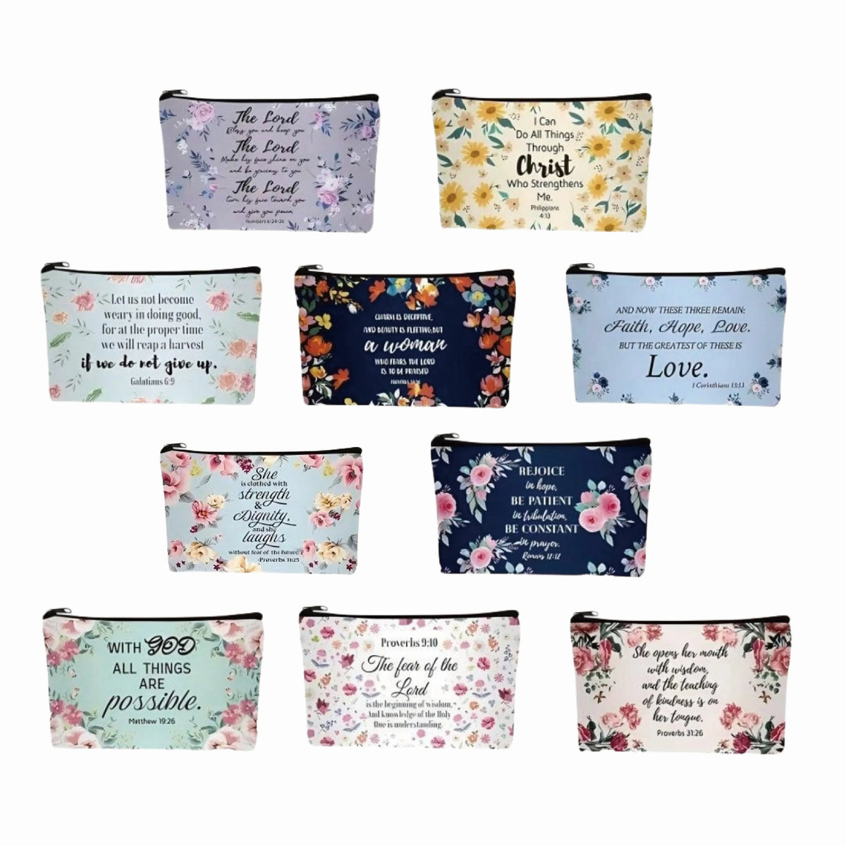 Christian Canvas Pouch Set – 10 Pack