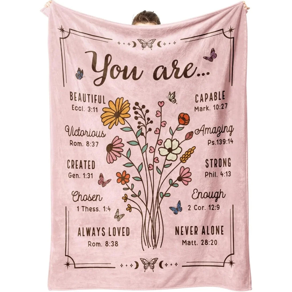 Floral Scripture Microfiber Throw Blanket