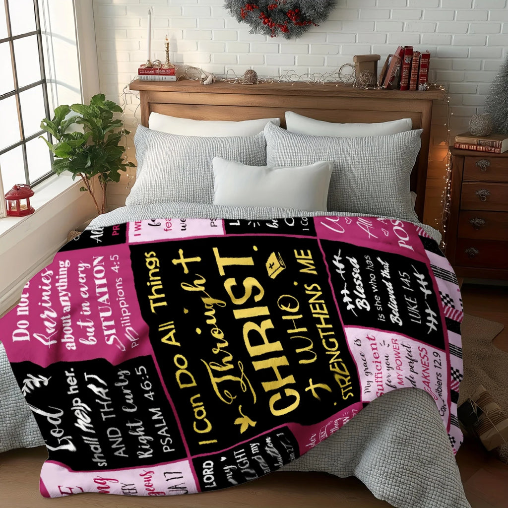 Black & White Bible Verse Flannel Blanket