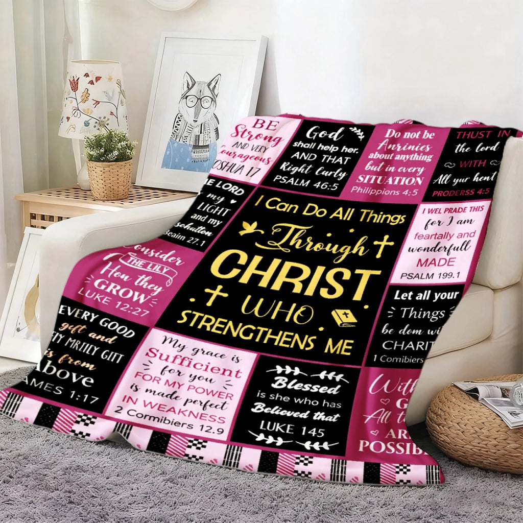 Black & White Bible Verse Flannel Blanket