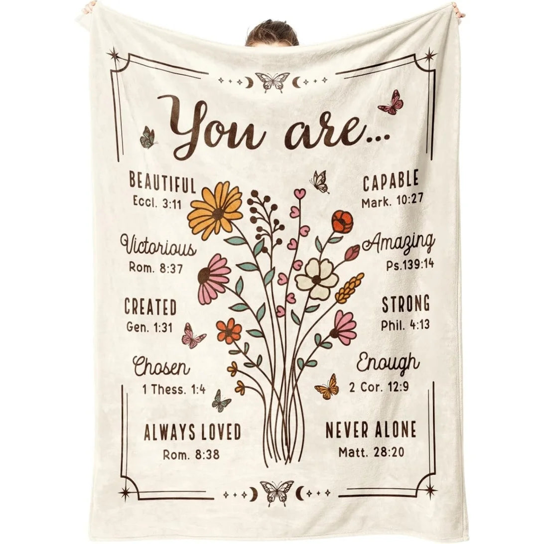 Christian Floral Throw Blanket Inspirational Scripture Faith Gift for Women Religious Birthday Gift for Mom Sister Daughter
