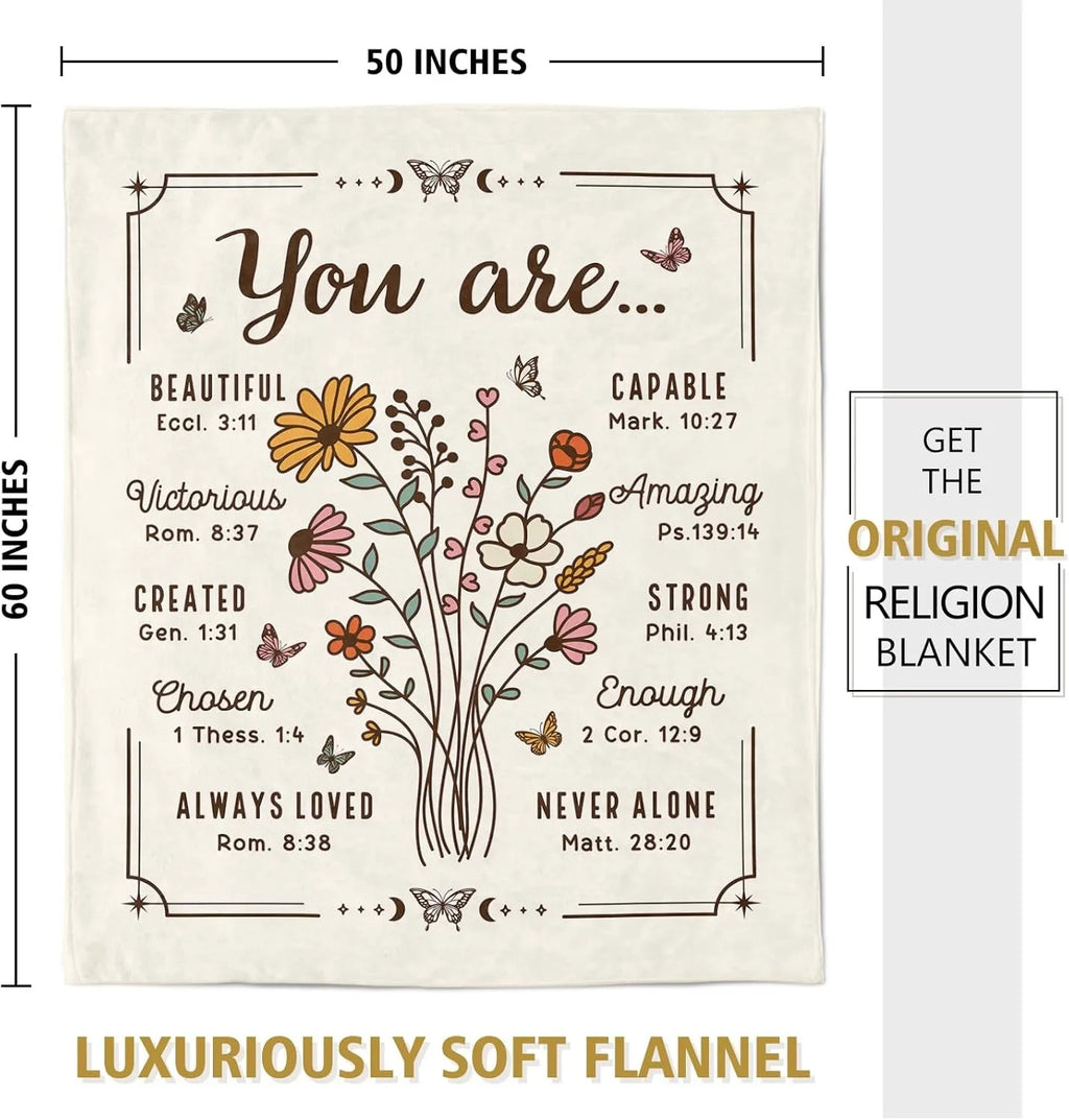 Floral Scripture Microfiber Throw Blanket