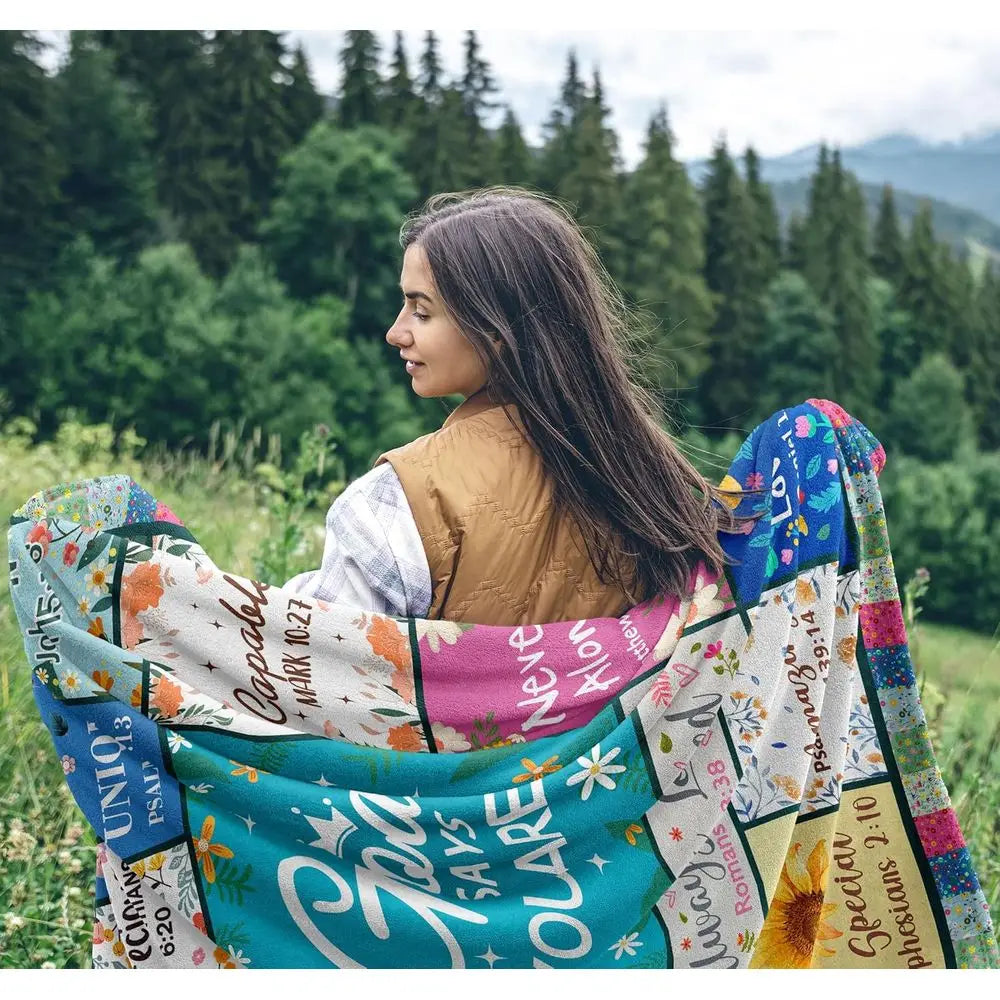 Christian Gifts for Women, Religious Blanket with Flowers, Inspirational Birthday Gifts for Women, Gifts for Sister, Friend, Daughter, Mom, Soft Throw Blankets