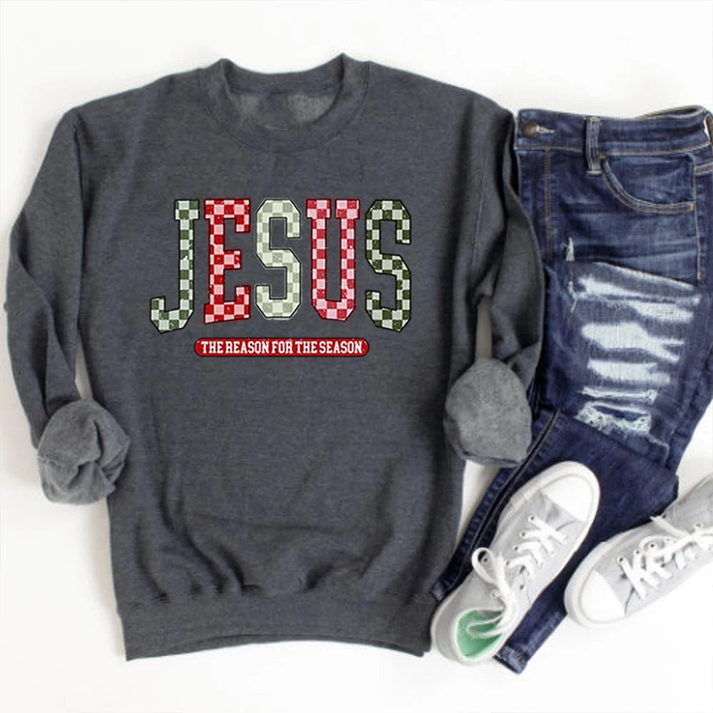 Jesus The Reason for The Season Sweatshirt Faith Christmas Tree Shirt Merry and Bright Sweater Unisex Bible Verse Sweatshirts