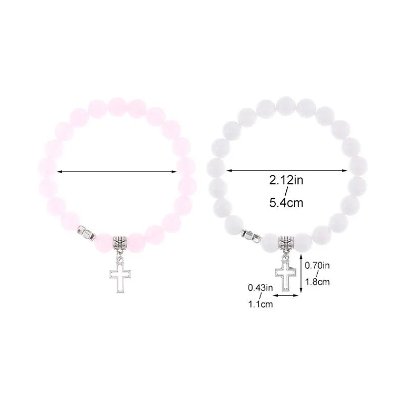 Cross Beaded Bracelet Set – 2 Pieces