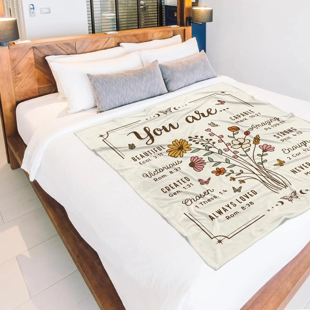 Floral Scripture Microfiber Throw Blanket