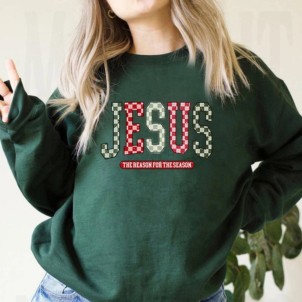 Jesus The Reason for The Season Sweatshirt Faith Christmas Tree Shirt Merry and Bright Sweater Unisex Bible Verse Sweatshirts