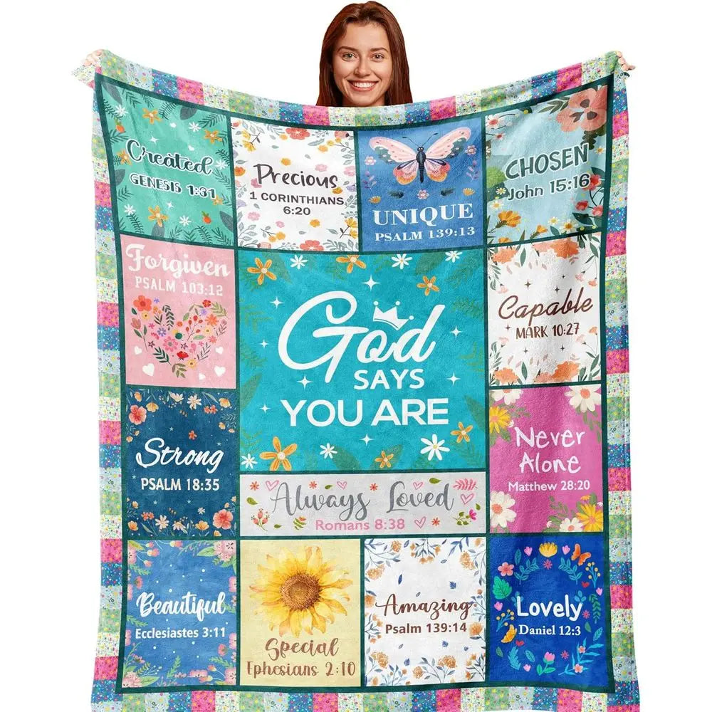 Floral Christian Inspirational Flannel Blanket