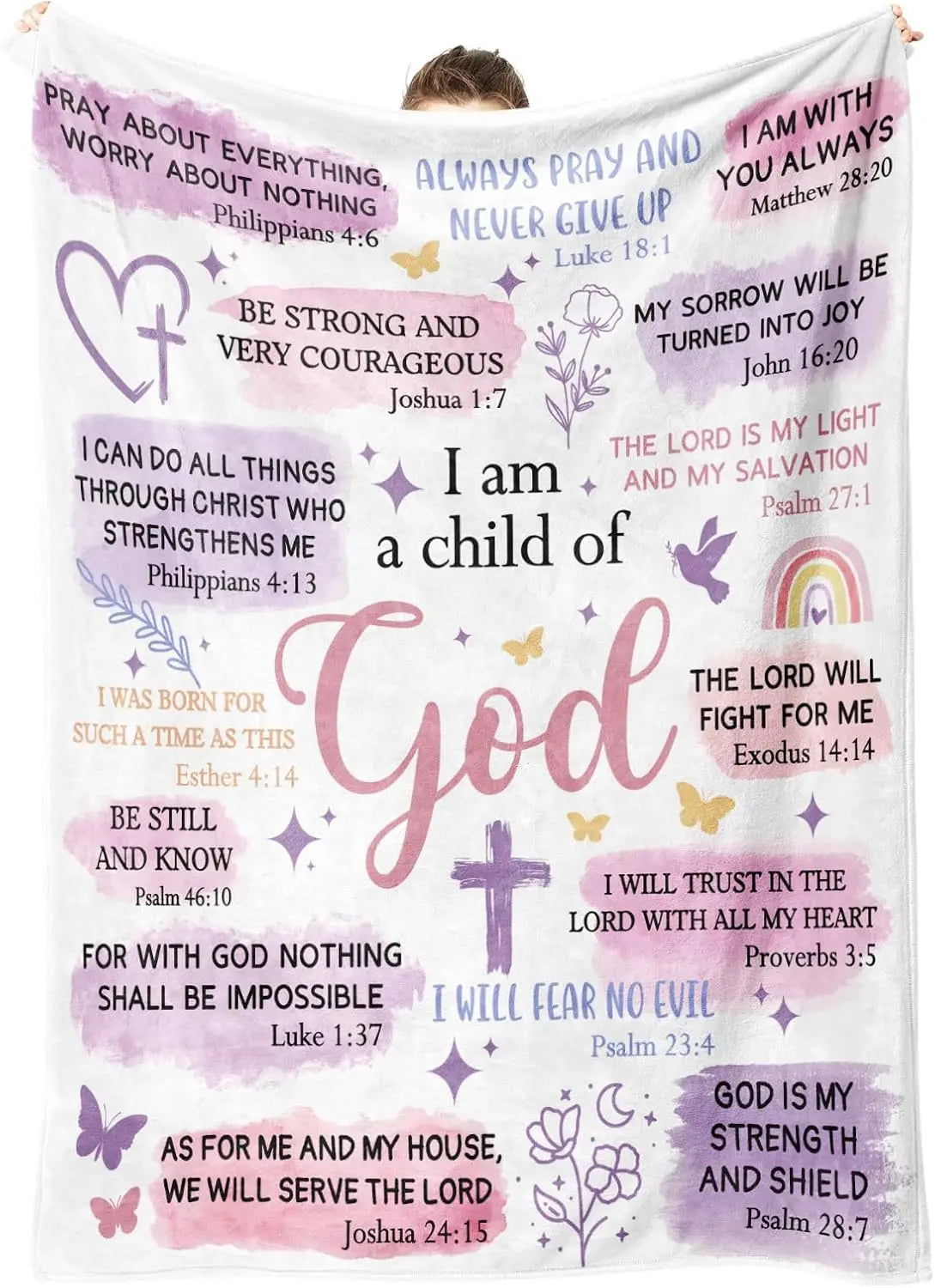 Baptism Gifts for Girl Women, I am A Child of God Blanket, Christening Communion Gifts for Girls, Granddaughter, Goddaughter,