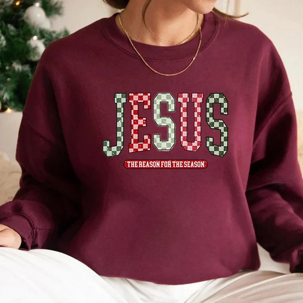 Jesus The Reason for The Season Sweatshirt Faith Christmas Tree Shirt Merry and Bright Sweater Unisex Bible Verse Sweatshirts