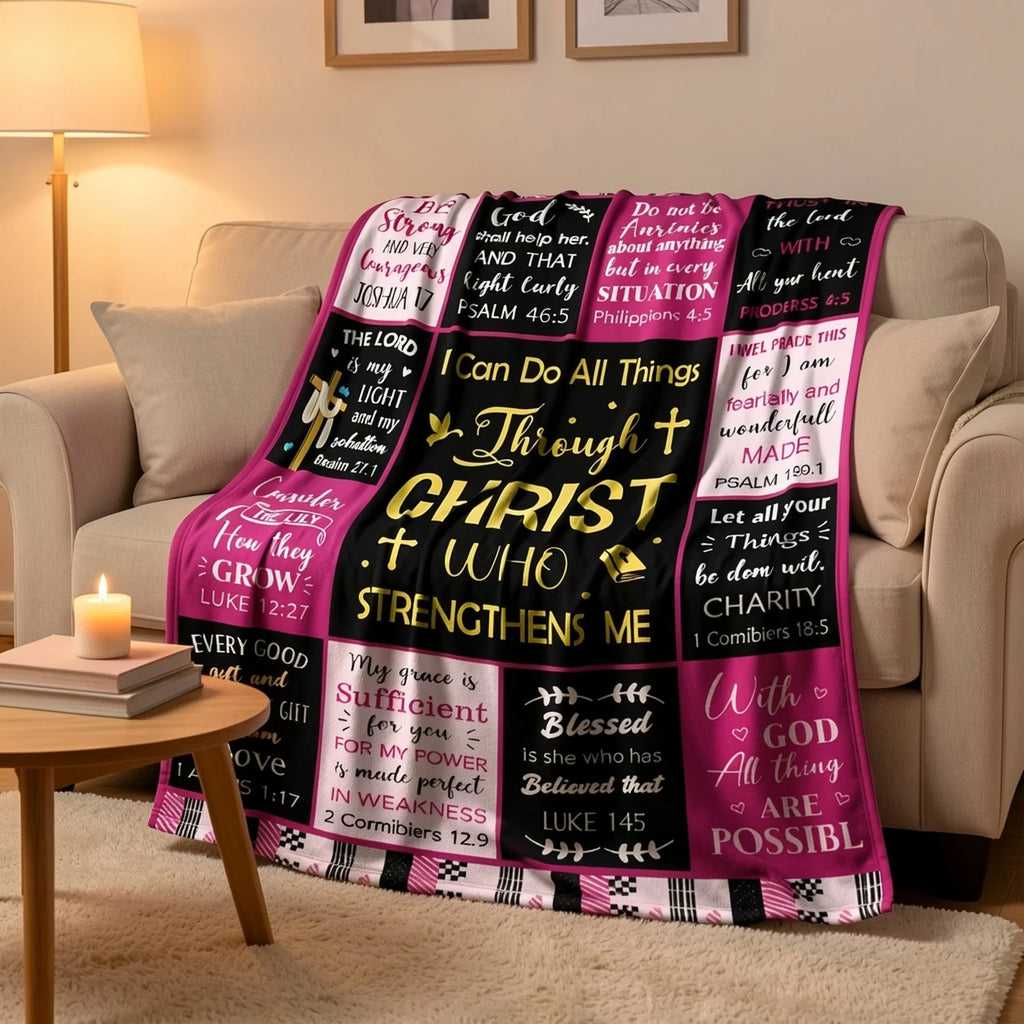 Black & White Bible Verse Flannel Blanket