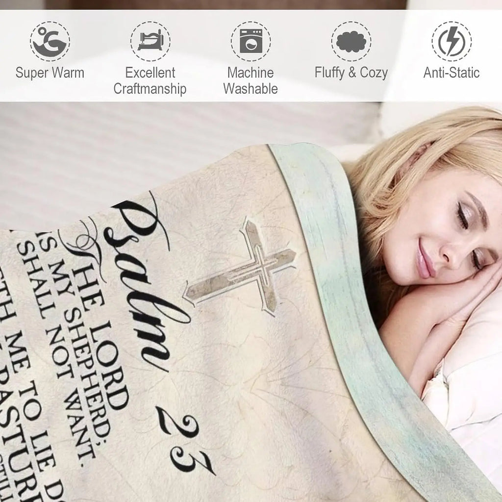 Psalm 23 Scripture Fleece Blanket