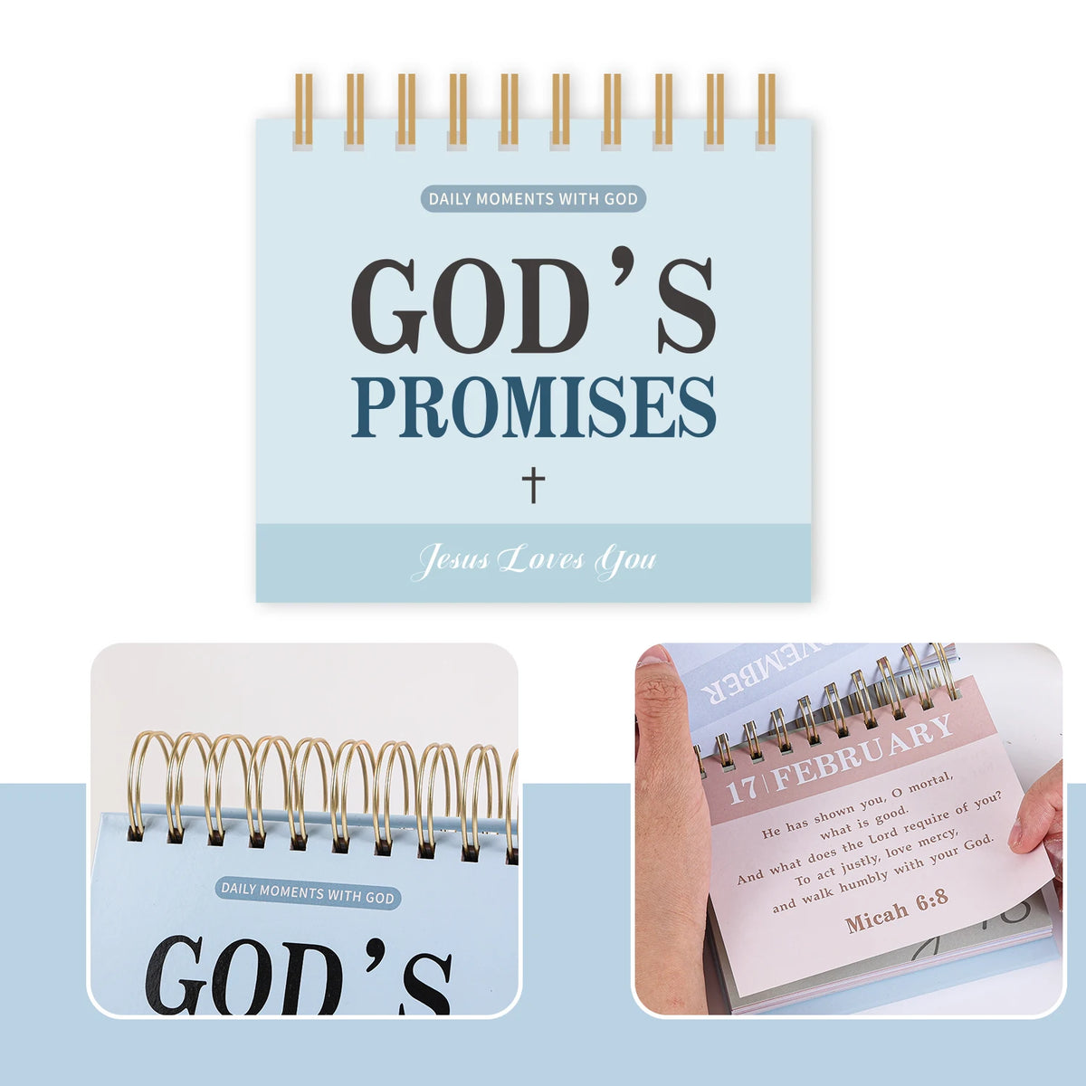 365-Day Flip Calendar, Spiral Daily Bible Verse Desk Calendar, Inspirational Christian Religious Home Office Decor