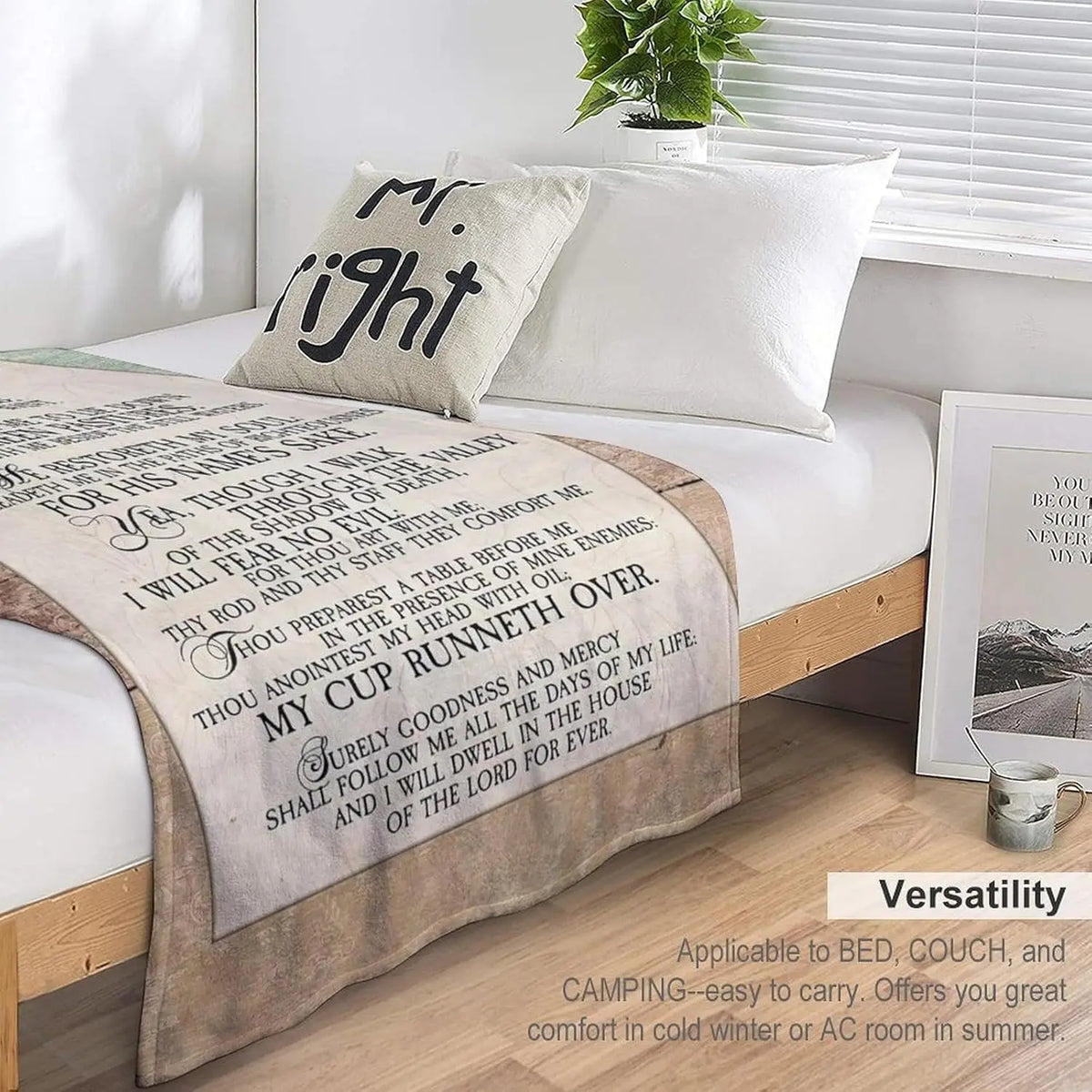 Christian Psalm 23 Blanket Scripture Bible Verse Gifts for Girls Boys Woman Man Religious Throw Blankets Soft Warm Fleece