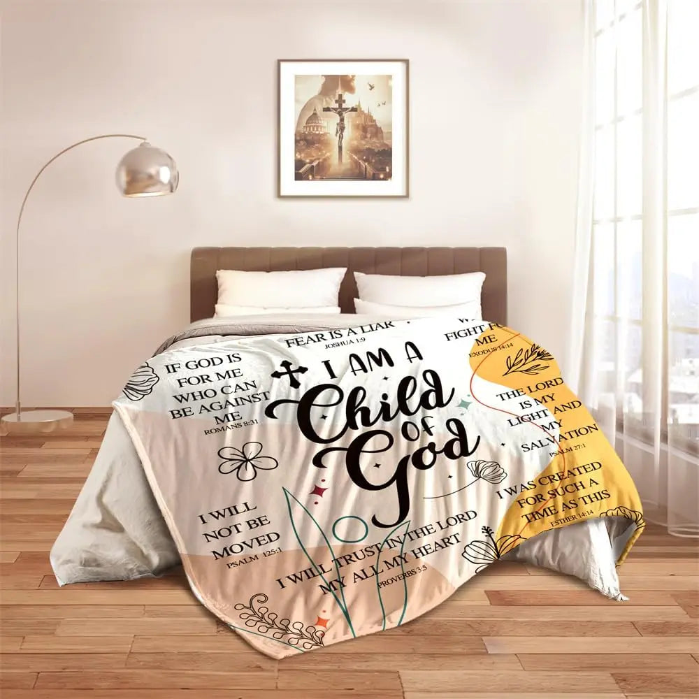 I Am A Child of God Christmas Faith Gift for Christian Women, Jesus Gift for Woman Bible Verse Throw and Blanket for Godmother