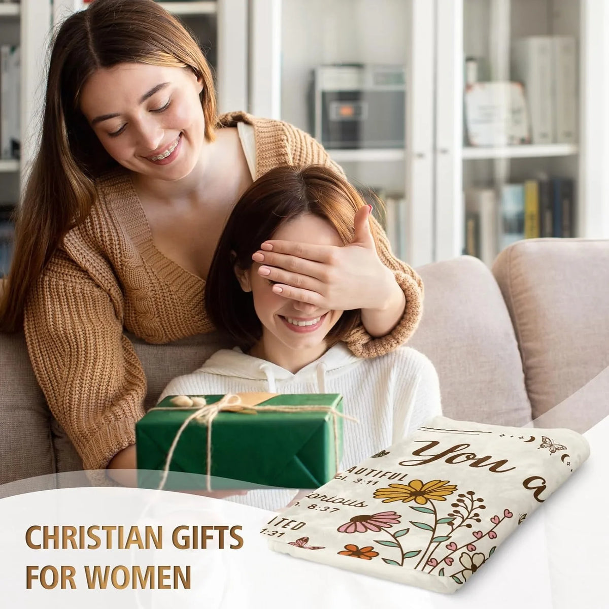 Christian Floral Throw Blanket Inspirational Scripture Faith Gift for Women Religious Birthday Gift for Mom Sister Daughter
