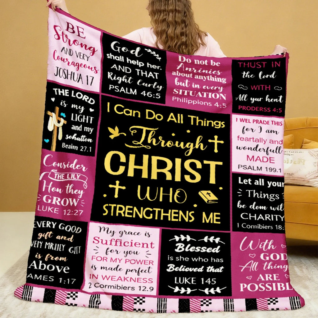 Black & White Bible Verse Flannel Blanket