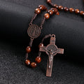 Rosewood Rosary Cross Necklace