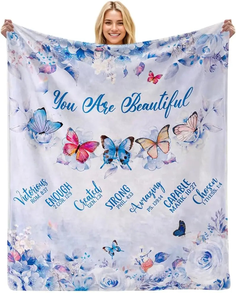 I Am A Child of God Christmas Faith Gift for Christian Women, Jesus Gift for Woman Bible Verse Throw and Blanket for Godmother