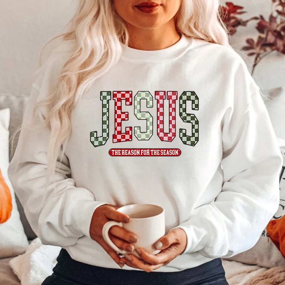Jesus The Reason for The Season Sweatshirt Faith Christmas Tree Shirt Merry and Bright Sweater Unisex Bible Verse Sweatshirts