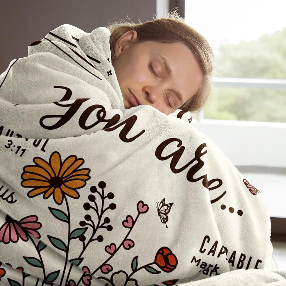 Floral Scripture Microfiber Throw Blanket