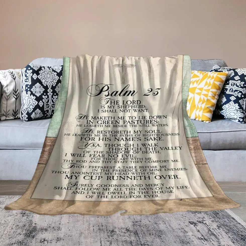 Christian Psalm 23 Blanket Scripture Bible Verse Gifts for Girls Boys Woman Man Religious Throw Blankets Soft Warm Fleece