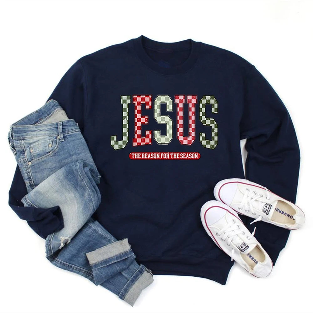 Jesus The Reason for The Season Sweatshirt Faith Christmas Tree Shirt Merry and Bright Sweater Unisex Bible Verse Sweatshirts