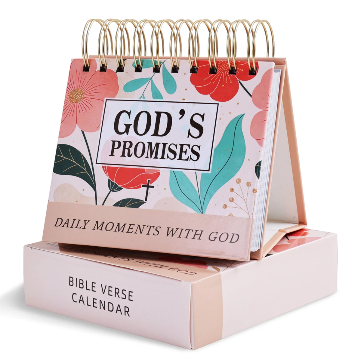 Christian Floral Bible Verse Calendar, 365 Days Scripture Inspirational Quotes Flip Desk Calendar, Gift for Women, Men, Believer
