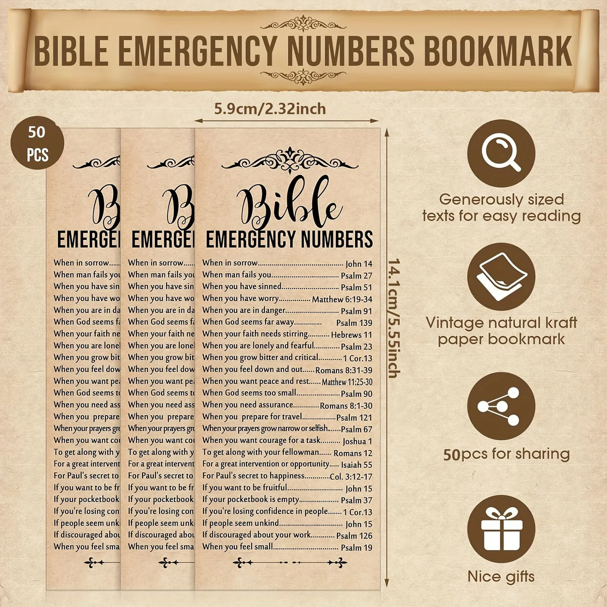 Bible Emergency Numbers Bookmarks