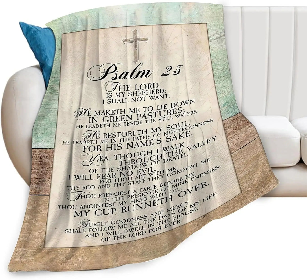 Christian Psalm 23 Blanket Scripture Bible Verse Gifts for Girls Boys Woman Man Religious Throw Blankets Soft Warm Fleece