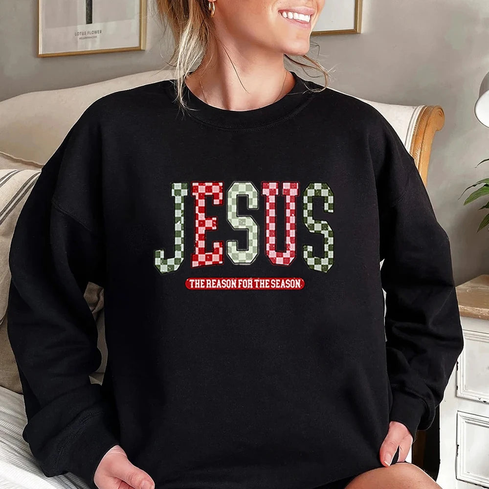 Jesus The Reason for The Season Sweatshirt Faith Christmas Tree Shirt Merry and Bright Sweater Unisex Bible Verse Sweatshirts