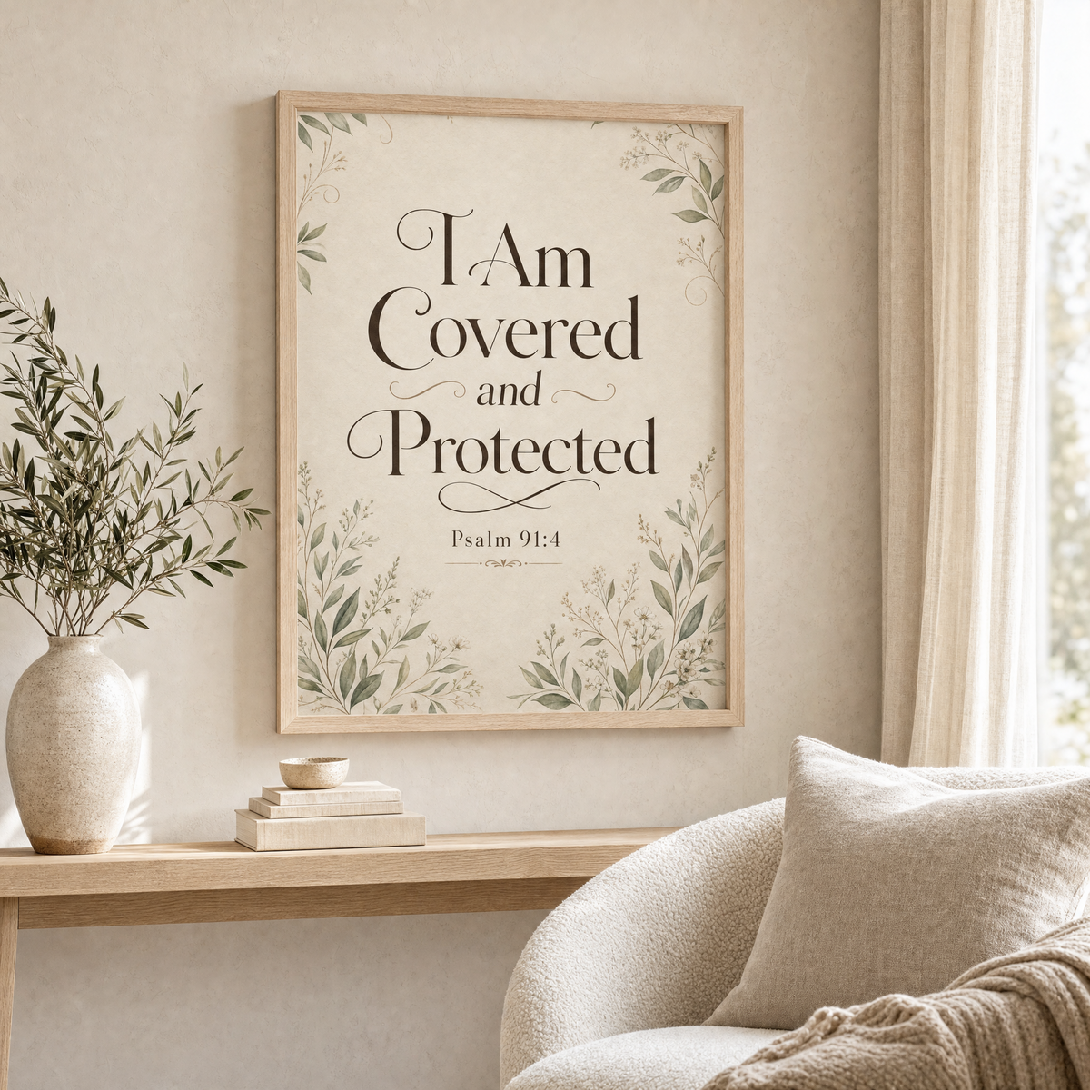 I Am Covered Small Wooden Framed Poster, 13 × 18 cm